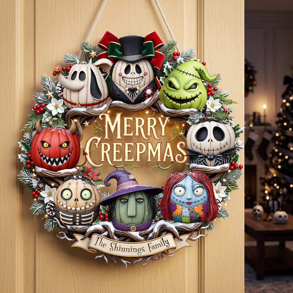 Merry Creepmas Wreath Acrylic Sign - Personalized Christmas Gifts 02pata110826-Homacus