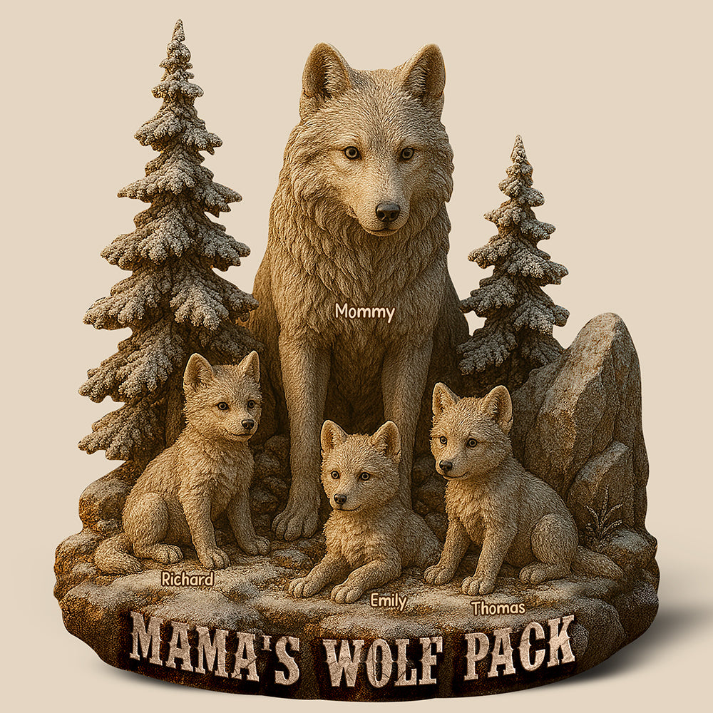 Personalized Christmas Gifts For Mom – Mama Wolf And Cubs Acrylic Plaque 04xqqn030425-Homacus