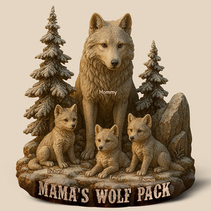 Personalized Christmas Gifts For Mom – Mama Wolf And Cubs Acrylic Plaque 04xqqn030425-Homacus