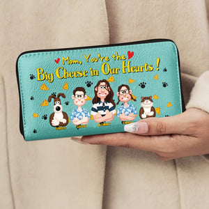 Personalized Gift For Mom Twill Faux Leather Wallet, Big Cheese In Our Heart 01XQLU070325PA-Homacus