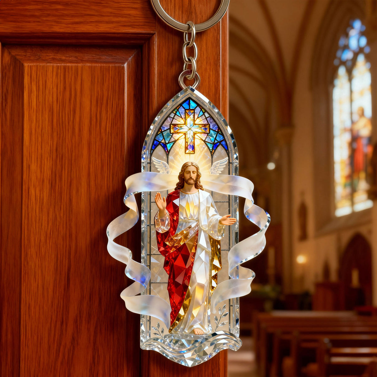 Sacred Light Jesus Keychain - Personalized Gift For Christian 06PALU231225