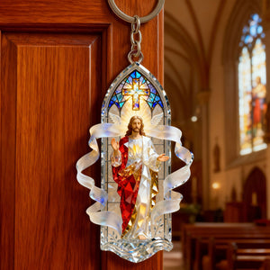 Sacred Light Jesus Keychain - Personalized Gift For Christian 06PALU231225