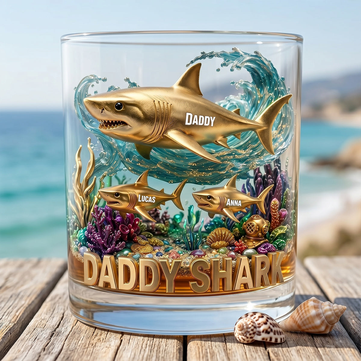 Shark Dad Round Glass - Personalized Gifts For Dad 02tytn260526-Homacus