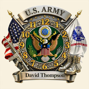 Veteran Wall Clock - Personalized Gifts For Military 1 Layer Acrylic Hanging Wall Clock HUVP030626-Homacus