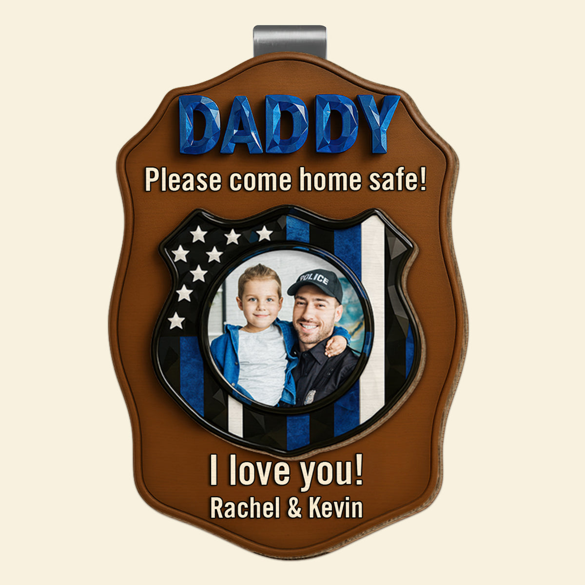 Drive Safe, Firefighter Police Dad Car Visor Clip Custom Photo Gifts 05NADT280525-Homacus