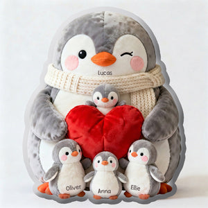 Penguin Mom Pillow - Personalized Gifts For Mom 01NADT020326-Homacus