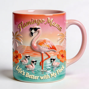 Flamingo Mom With Kids Accent Mug - Personalized Gifts For Mom 01pgdt040326-Homacus