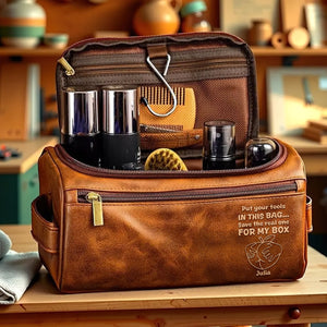 Cheeky Leather Toiletry Bag - Personalized Gift For Him, Husband, Boyfriend 07PGLU081225-Homacus