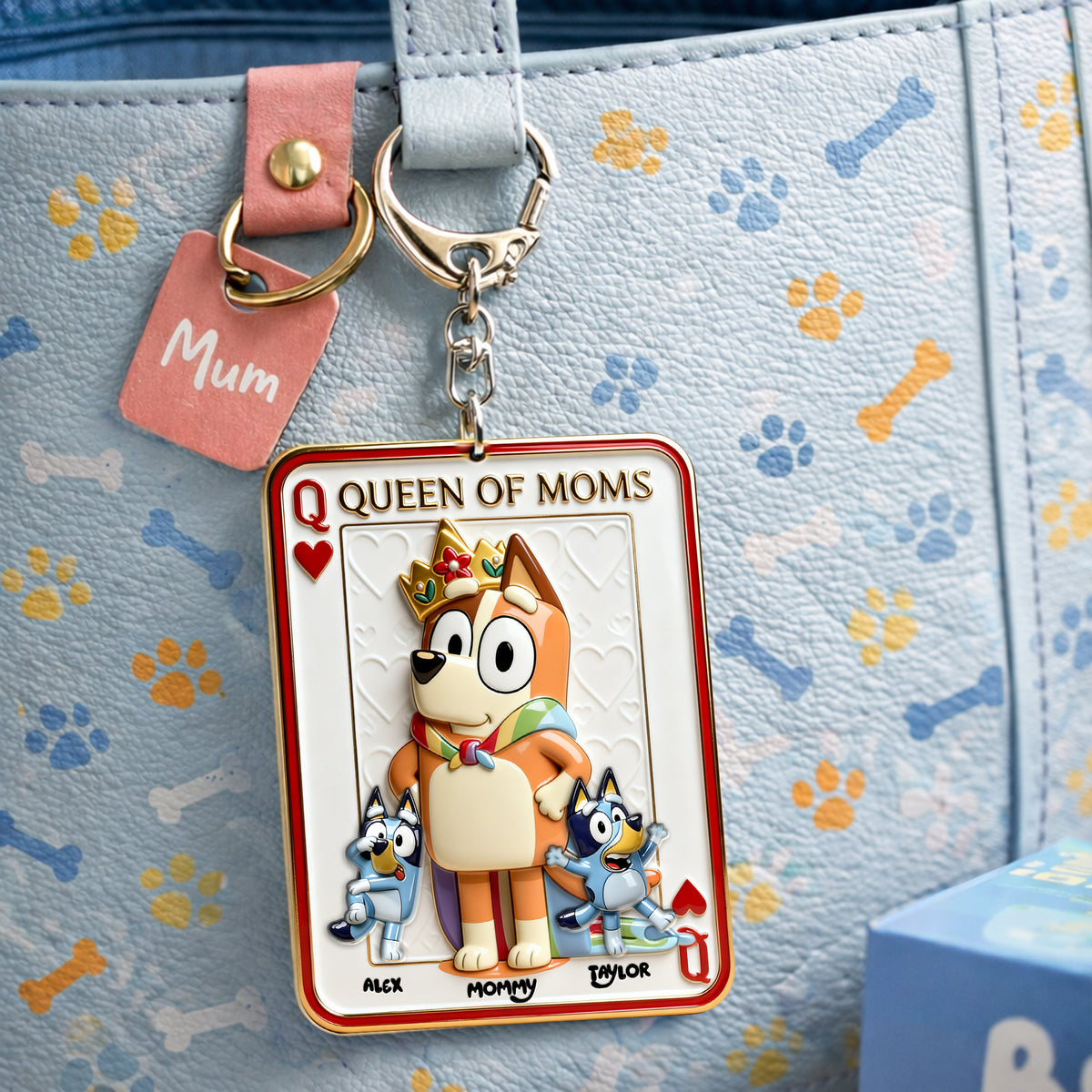 Puppy Card Theme Mom And Kids Keychain - Personalized Gifts For Mother's Day Keychain 03NALU020326-Homacus