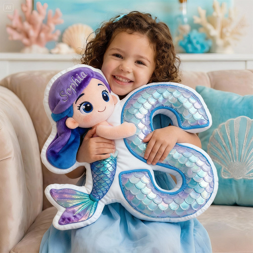 Mermaid Alphabet Pillow Personalized Gifts For Kids 03TGDT151225-Homacus