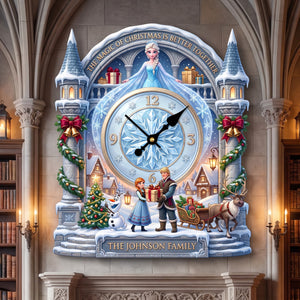 Snowy Christmas Hanging Wall Clock – Personalized Gifts For Family 04HAQN010826-Homacus