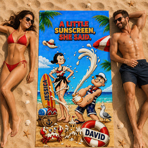 A Little Sunscreen Beach Towel - Personalized Gifts For Couple 04HADT200726-Homacus