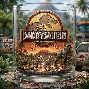 Dad & Kids Adventure Glass Mug Personalized Gifts For Dad 04NATA240426-Homacus