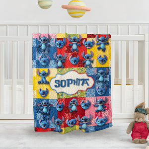 Cute Blue Alien Blanket - Personalized Gifts For Movie Lovers 01ohqn300625-Homacus