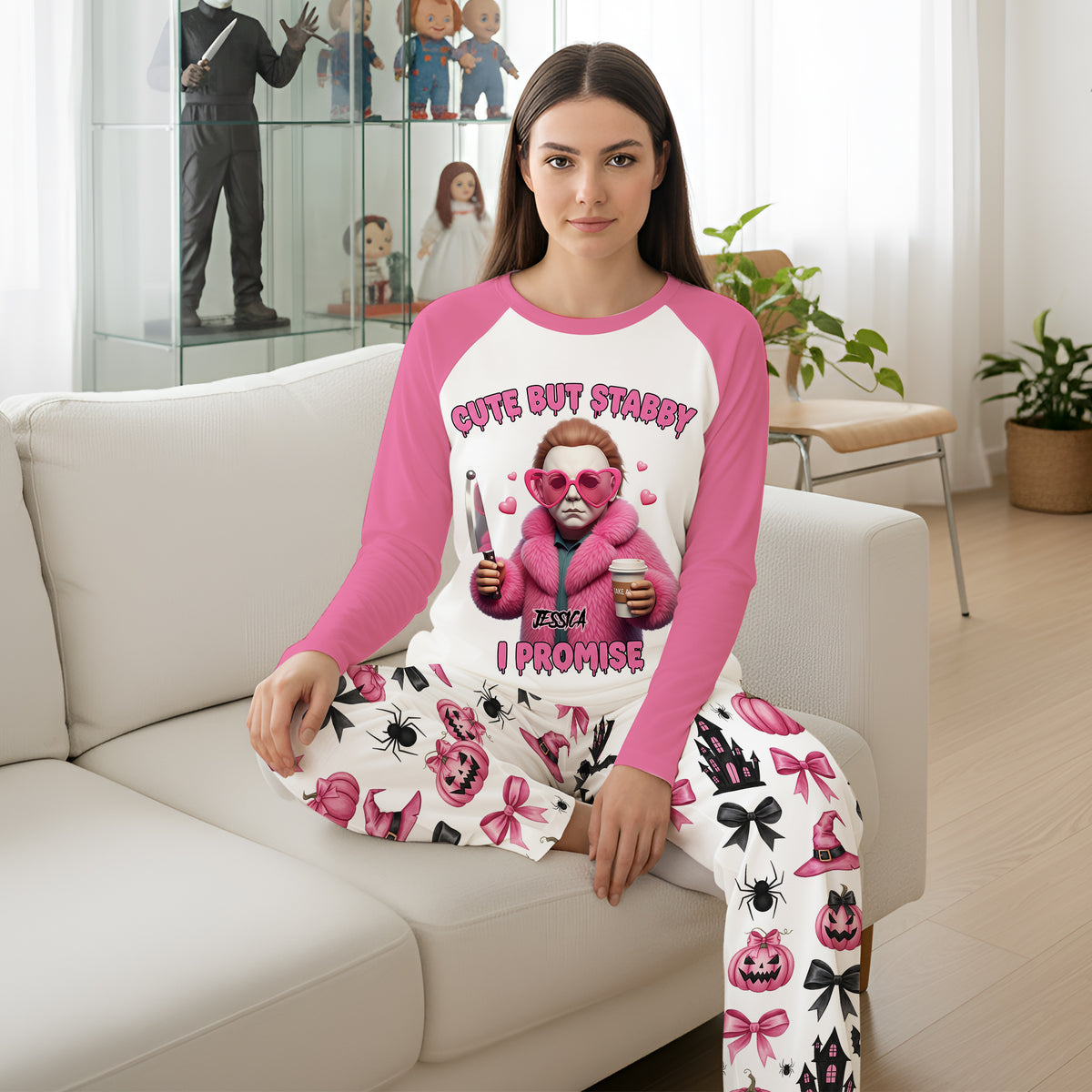 Cute Horror Slasher Pajama - Personalized Gifts For Horror Lovers 05PGLU060925-Homacus