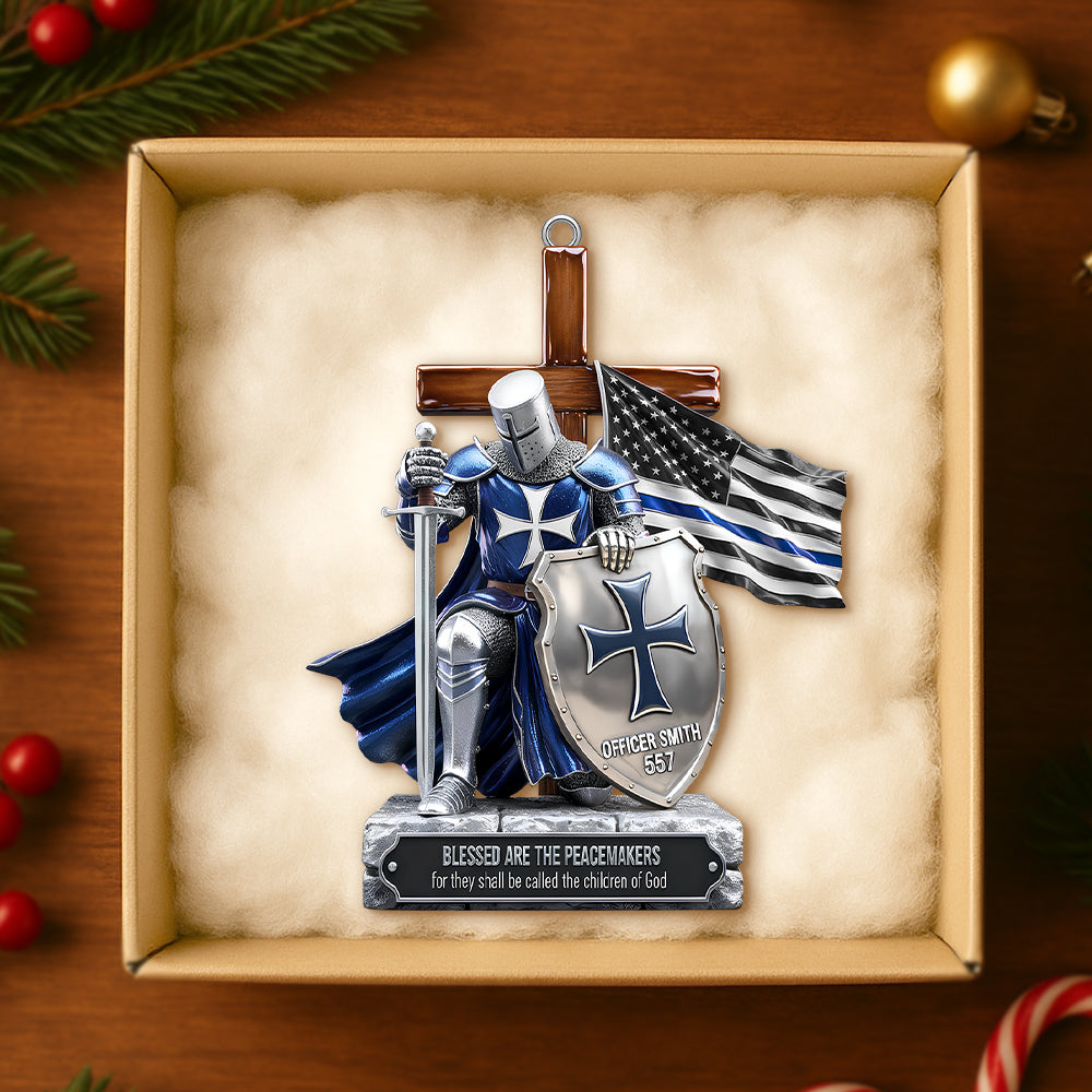 Police Knight Under God Ornament, Personalized Gifts For Police Officer, Captain, Sheriff,... 04qhtn131025-Homacus