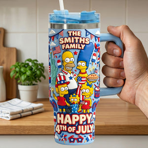 Celebrated 4th Of July Colorful 40oz Tumbler With Handle - Personalized Gifts For Patriots 04patn200626-Homacus