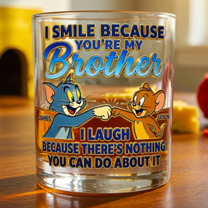 Funny Sibling Round Glass - Personalized Gifts For Brothers 03NADT100626-Homacus