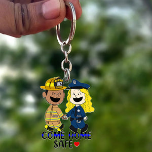 Personalized Gifts For Couple Keychain, Come Home Safe Custom Job Costume 02QHQN130125-Homacus