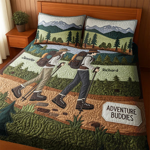 Hiking Buddies Quilt Bed Set, Personalized Gifts For Hiking Couple 03qhqn180725-Homacus