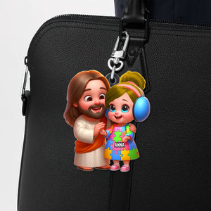 Personalized Gifts For Autism Kid Keychain, God Protect Him/ Her In His Arms 02qhtn050325-Homacus