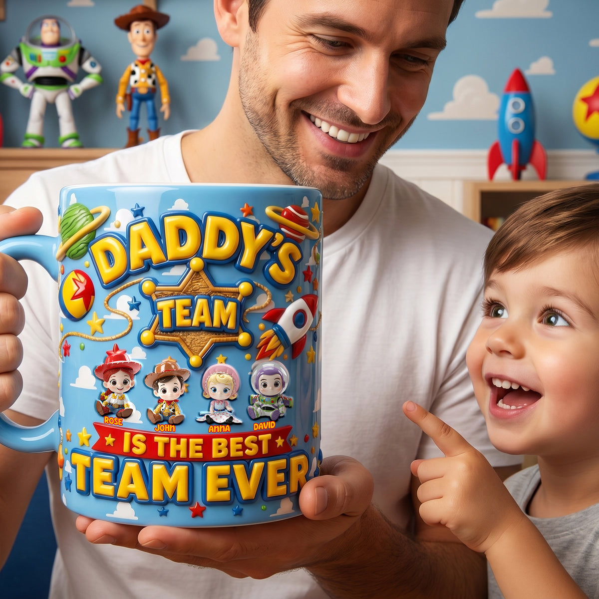 Daddy Best Team Ever Accent Mug - Personalized Gifts For Dads 02palu140526-Homacus