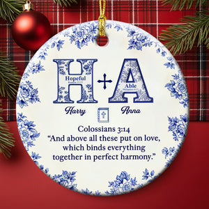 Toile de Jouy Faith & Love Christmas Ornament Personalized Gifts For Couple 03HYDT021025-Homacus