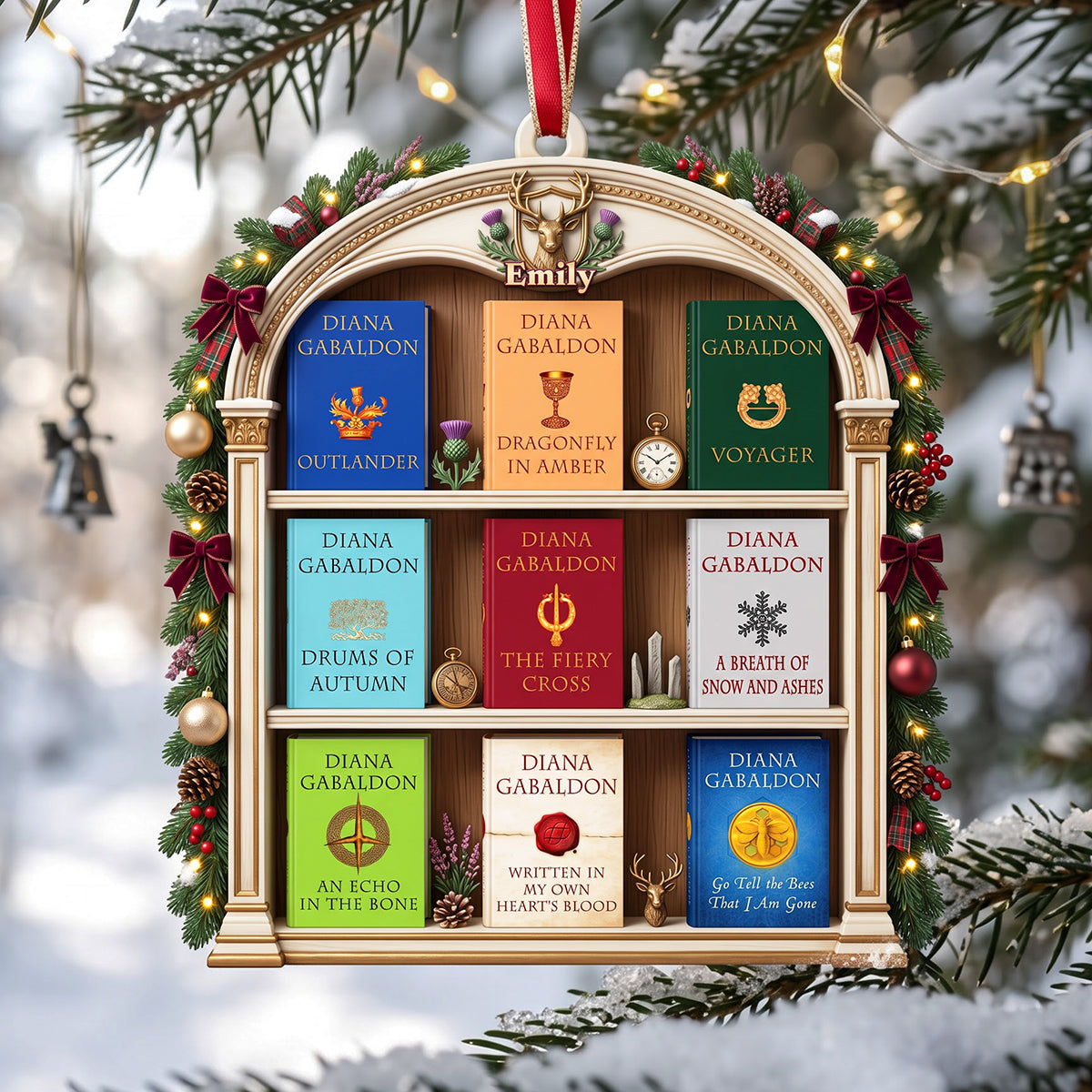 Fantasy Book Shelf Christmas Ornament - Personalized Gifts For Book Lovers 02NATA081026-Homacus