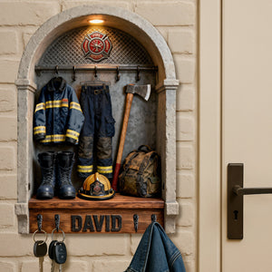 Firefighter Gear Wood Key Hanger – Personalized Gifts For Firefighter 03toqn161225-Homacus