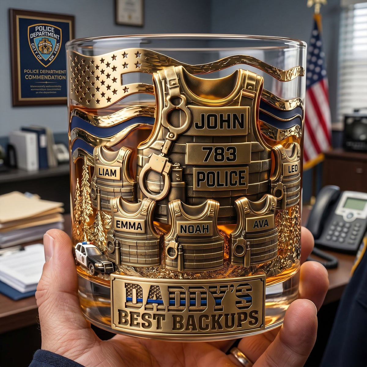 Legendary Police Dad Round Glass, Personalized Gifts For Police Officer, Sheriff, Captain Dad 04qhlu270526-Homacus