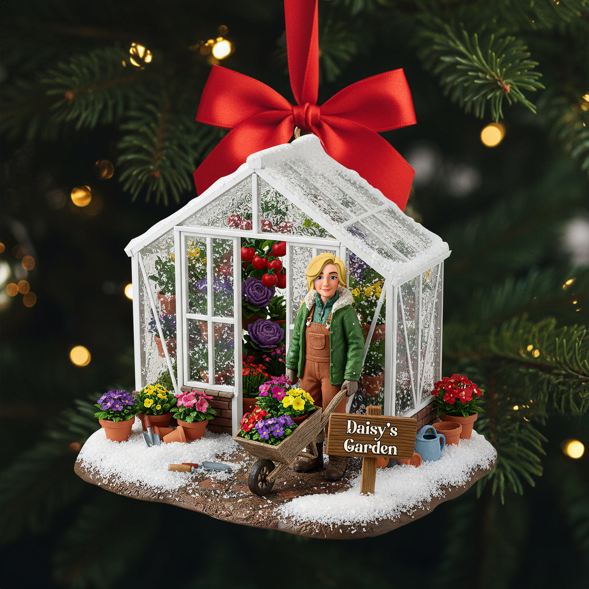 Festive Greenhouse Acrylic Ornament - Personalized Christmas Gift For Gardeners 01HULU240925-Homacus