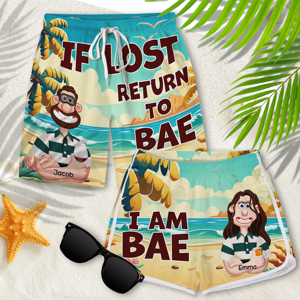 Personalized Gifts For Couple Beach Shorts Set Summer Vacation 02XQLU180125PA-Homacus