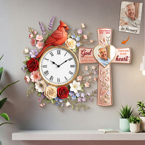 Cardinal Memorial Custom Photo Acrylic Clock - Personalized Gifts For Memorial 02kita060126-Homacus