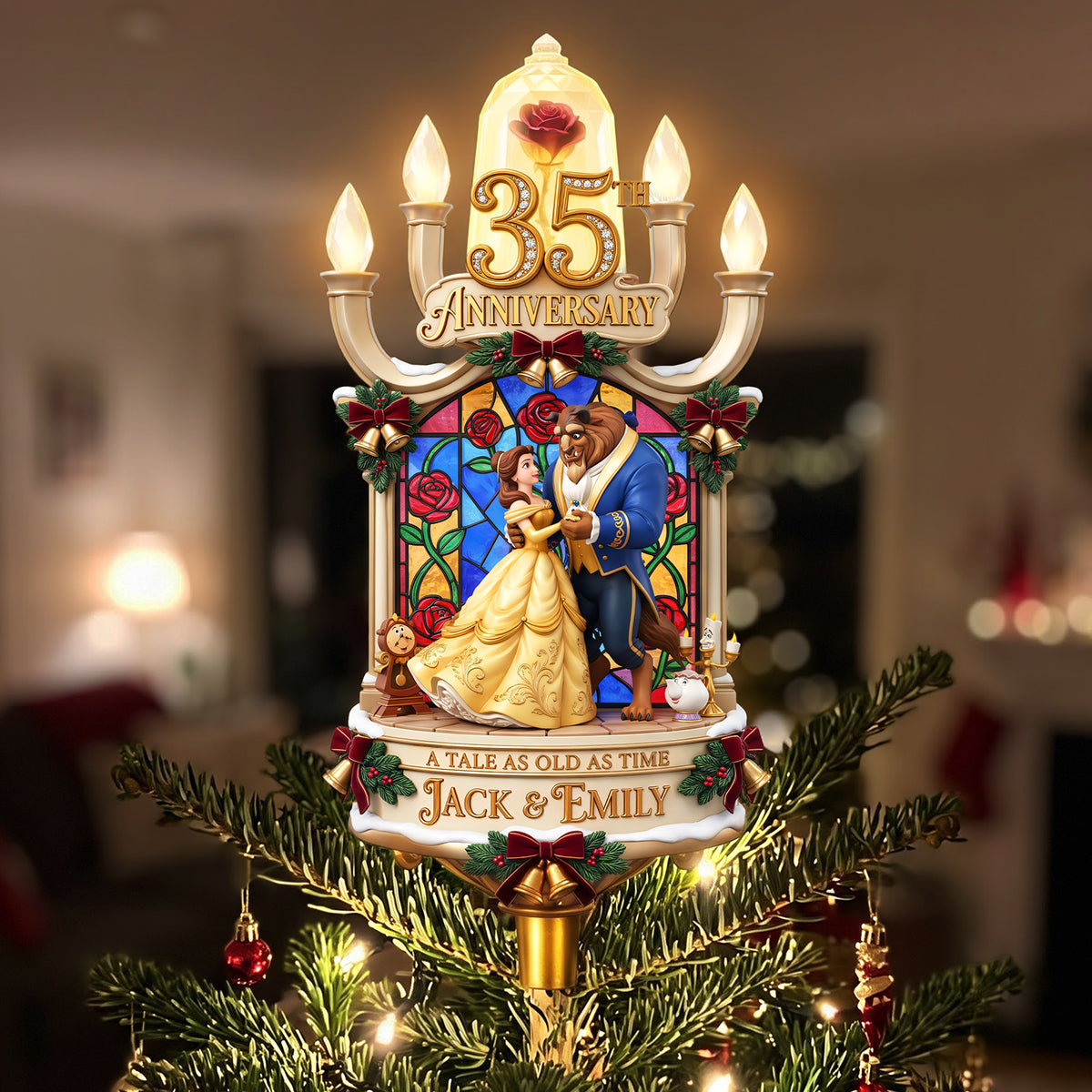 Enchanted Love 35th Anniversary Tree Topper - Personalized Christmas Gifts For Couple 07hata061026-Homacus