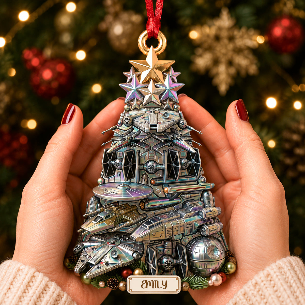 Cosmic Christmas Tree Ornament - Personalized Gifts 05QHDH100826-Homacus