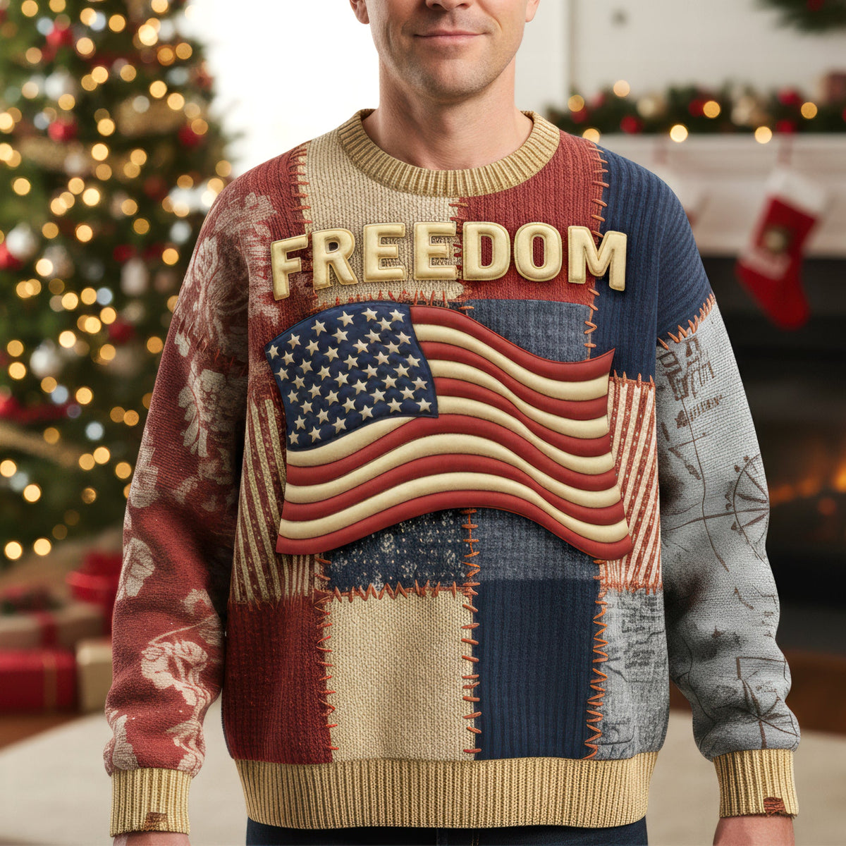 Freedom USA Flag Ugly Sweater- Christmas Gifts For Patriots 03paqn281025-Homacus
