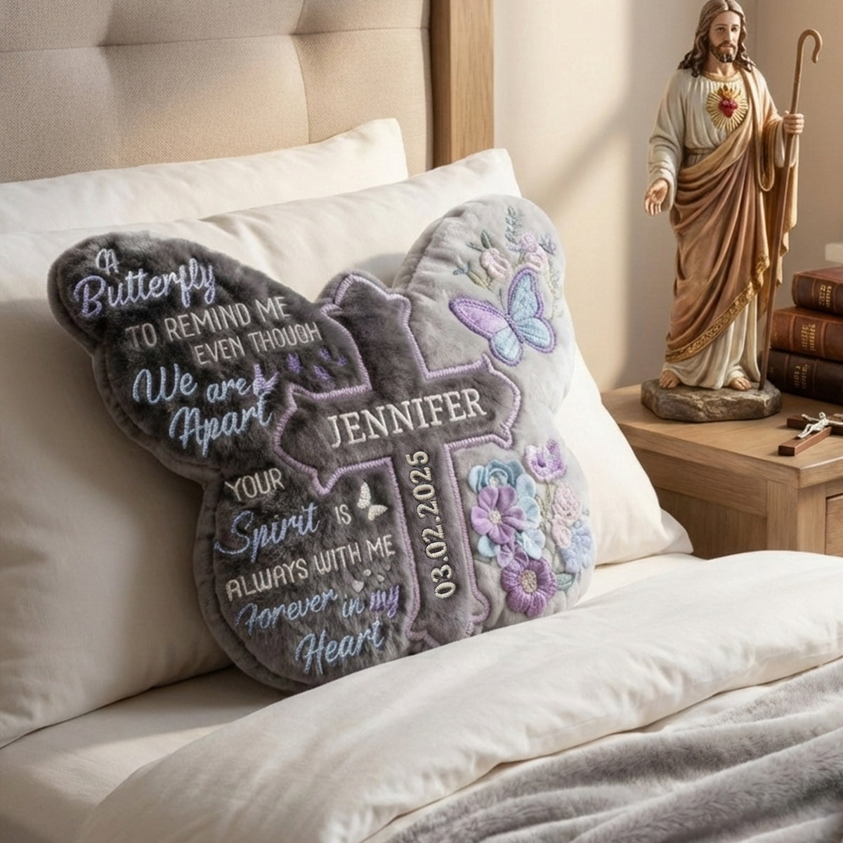 Heaven Butterfly Shaped Pillow, Personalized Keepsake To Remember Loved One 03qhlu191225-Homacus