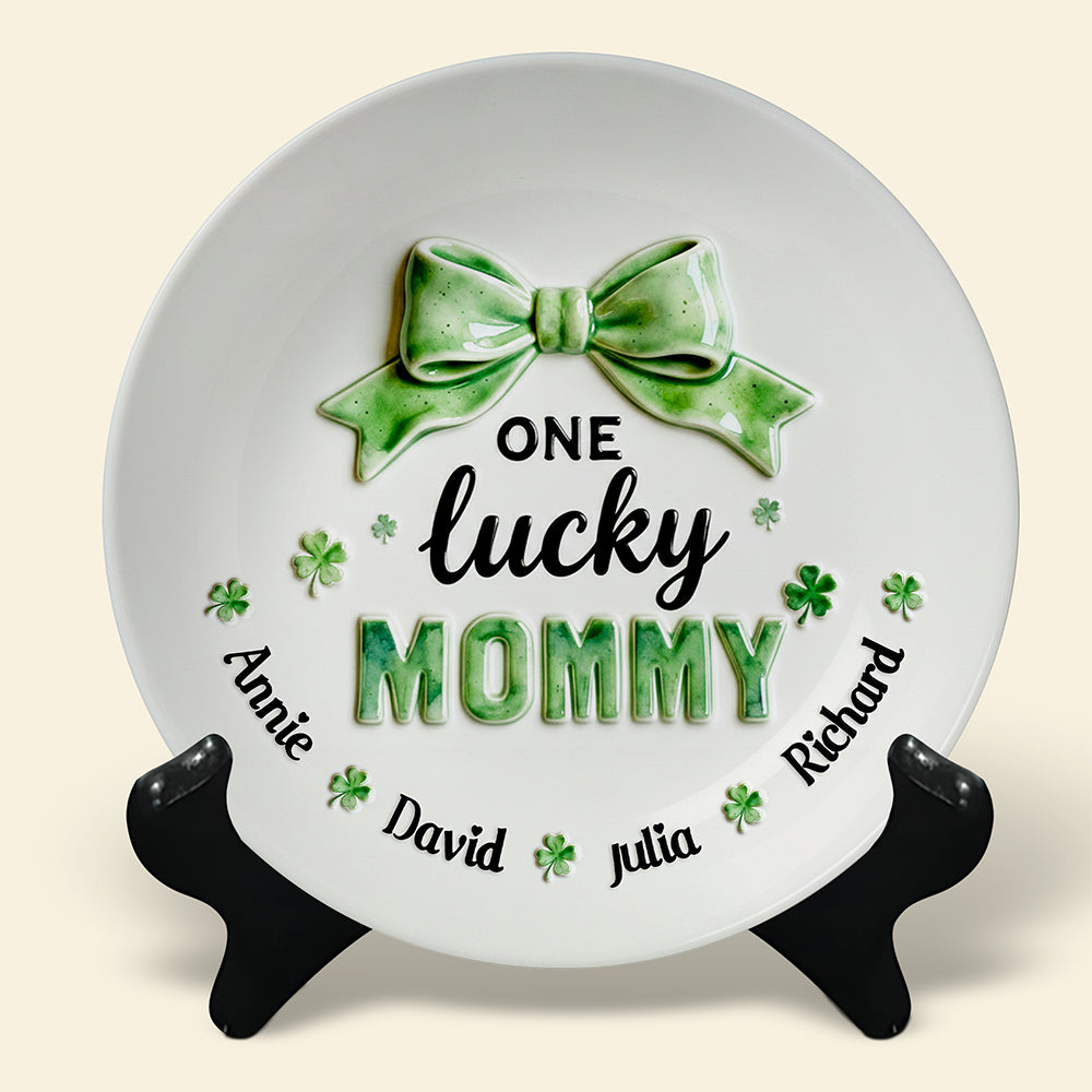 Patrick's Day Round Ceramic Plate - Personalized Gifts For Grandma and Mom 01pgdt090226-Homacus