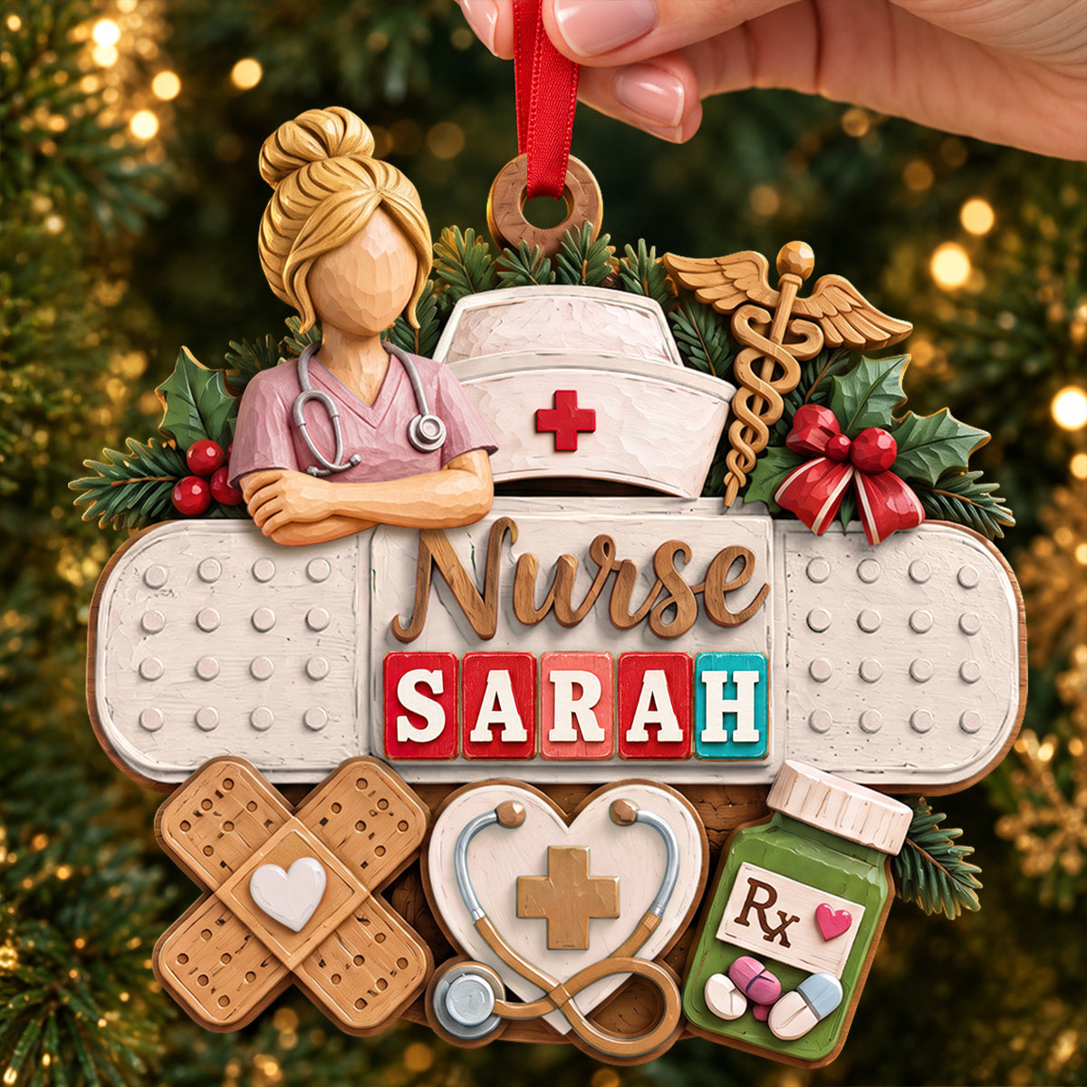 Dedicate Nurse Wood Effect Ornament, Personalized Gifts For Nurse, RN, CNA,... 01QHDT161026-Homacus
