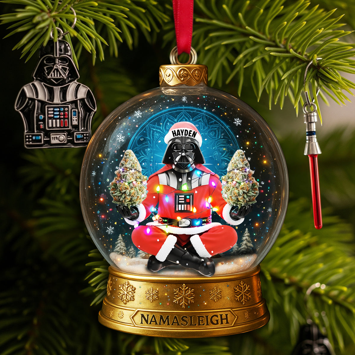 Cosmic Festive Santa Ornament - Personalized Christmas Gift For Stoners 02TOLU290825-Homacus
