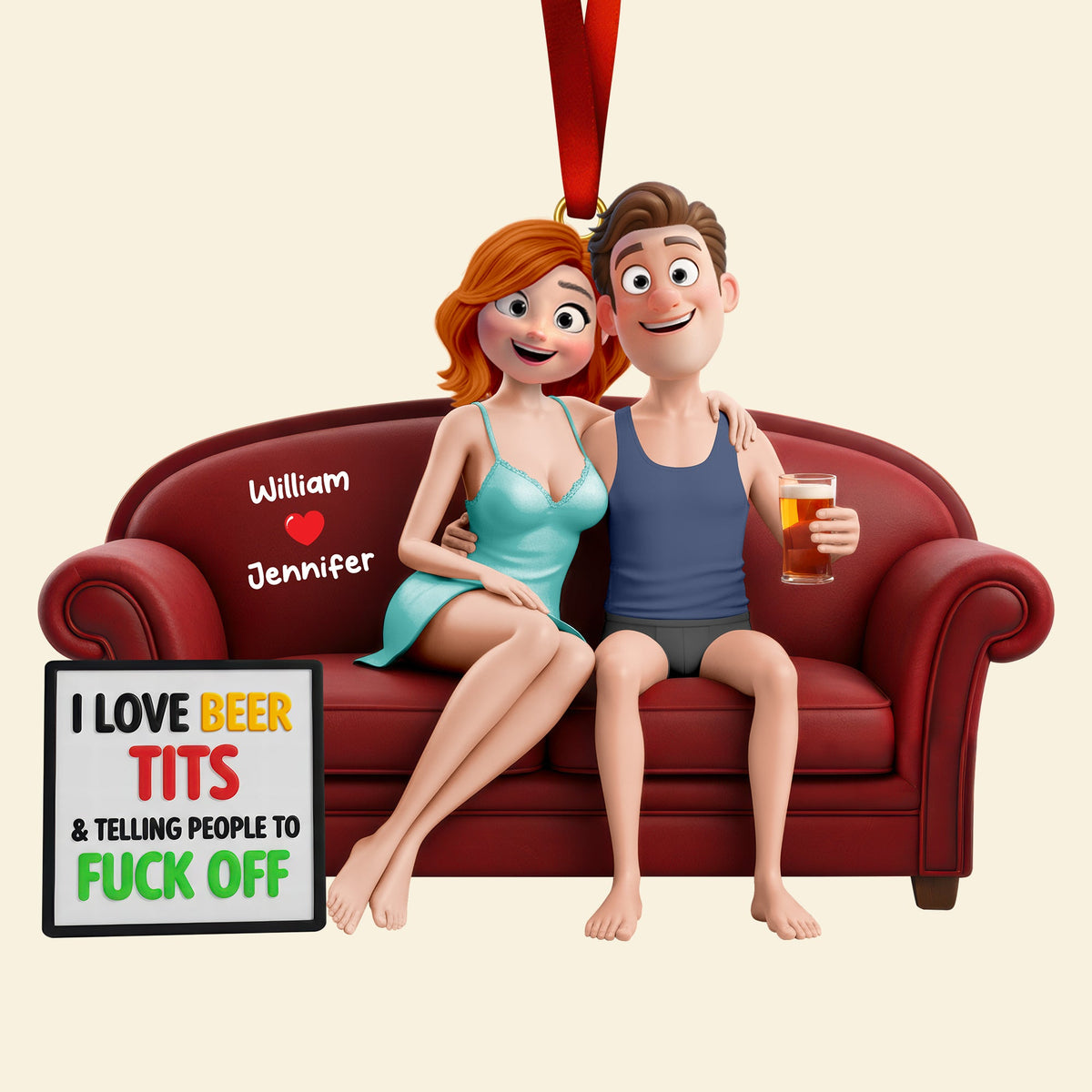 Naughty Couple Christmas Ornament - Personalized Gifts For Couple 10kiqn151125-Homacus