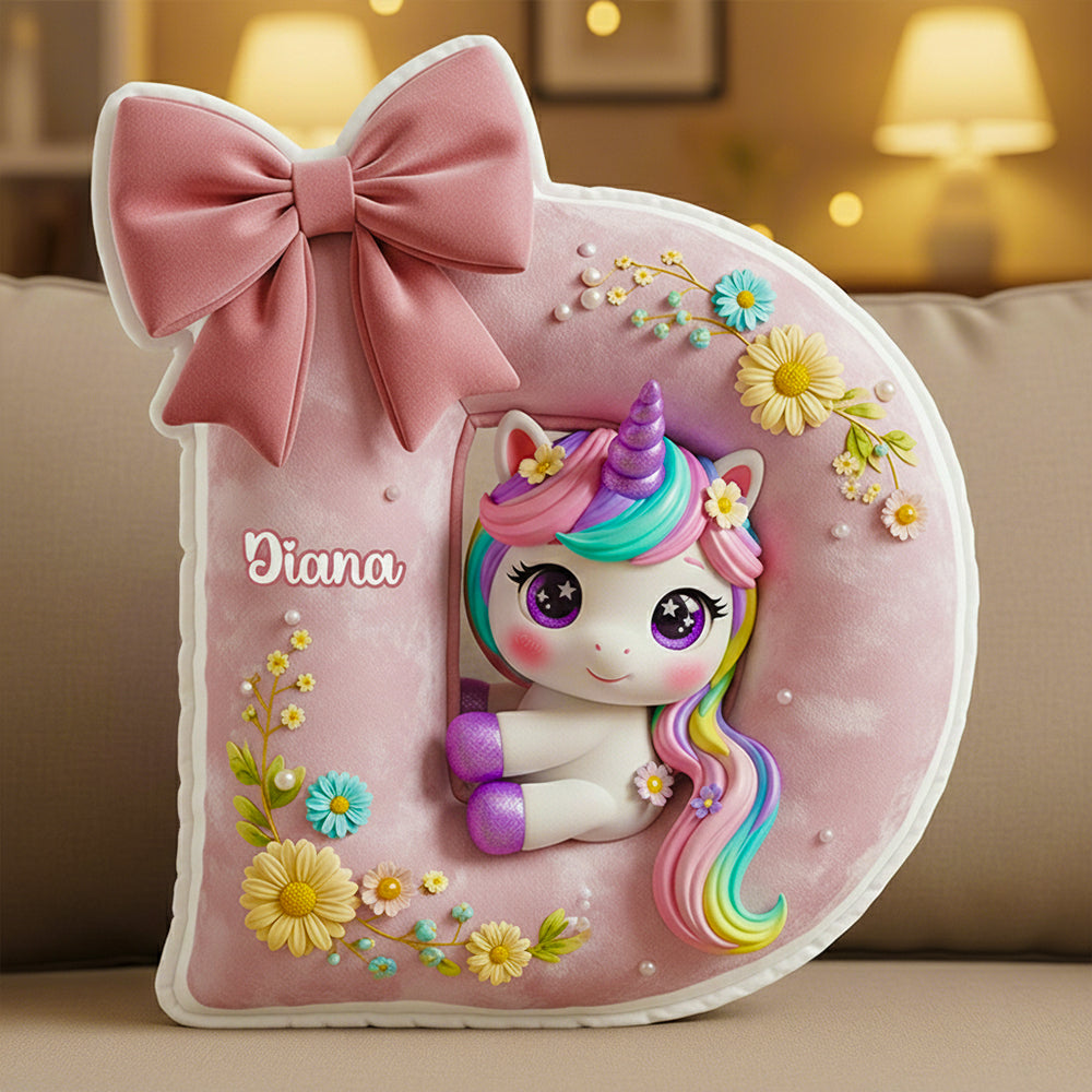 Unicorn Custom Shape Pillow Personalized Gifts For Kid 05PGDT171125-Homacus