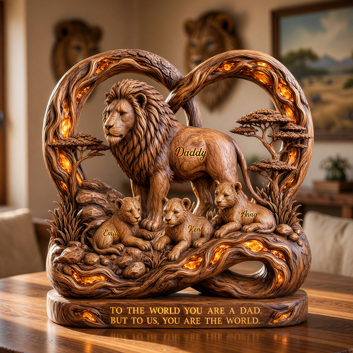Lion Dad And Kids Acrylic Plaque - Personalized Gifts For Dad 02paqn220526-Homacus
