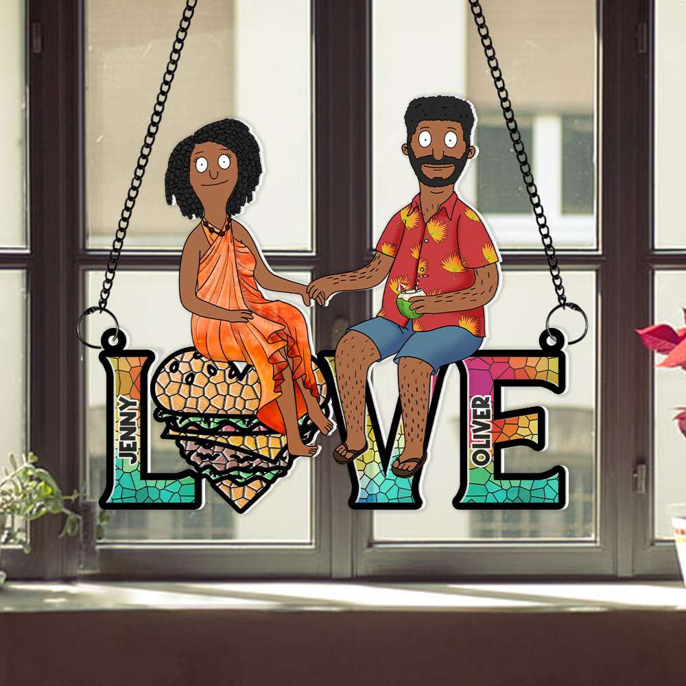 Burger Couple Suncatcher Ornament - Personalized Gifts 03OHMH080225PA-Homacus