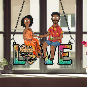 Burger Couple Suncatcher Ornament - Personalized Gifts 03OHMH080225PA-Homacus