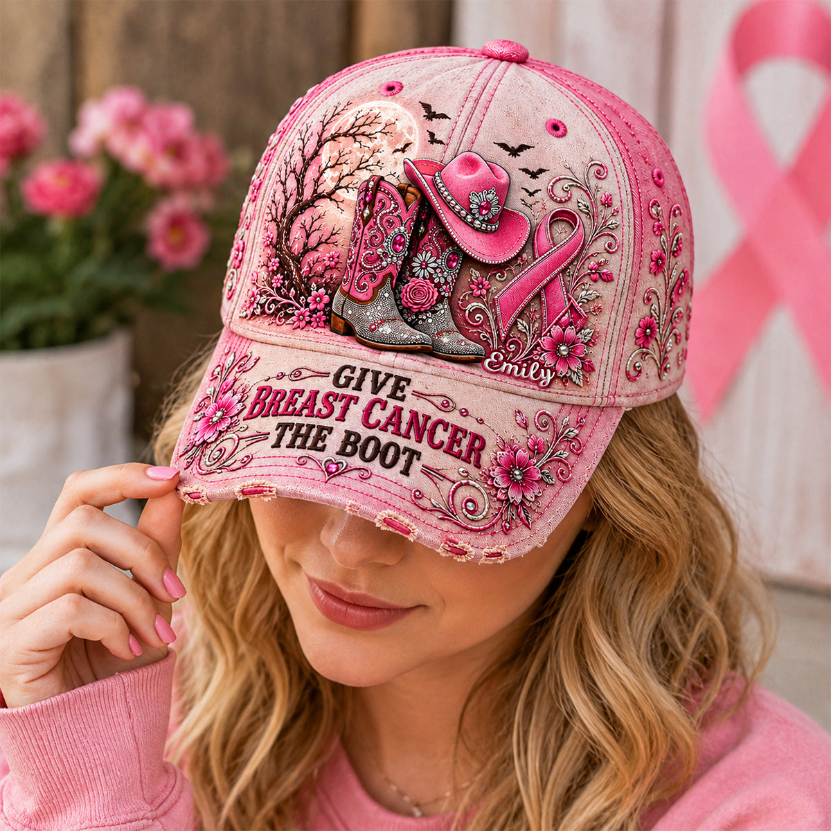 Cowgirl Breast Cancer Personalized Classic Cap 03NADH240826