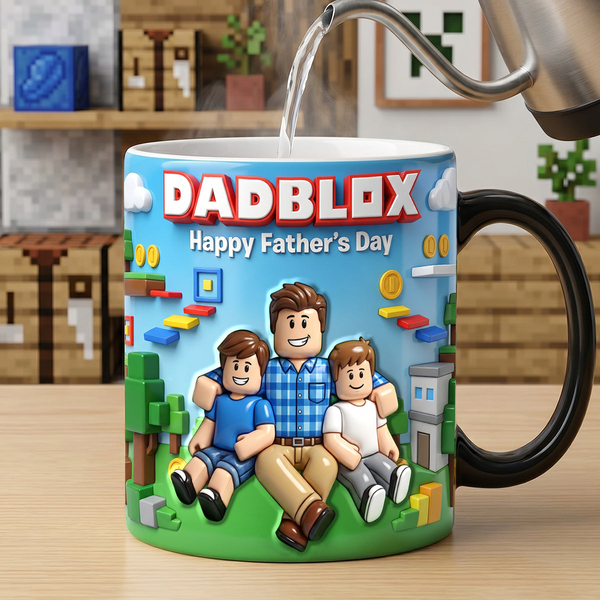 Custom Photo Block Game Dad Magic Coffee Mug - Personalized Gifts For Father's Day Magic Mug 03NATN150526-Homacus