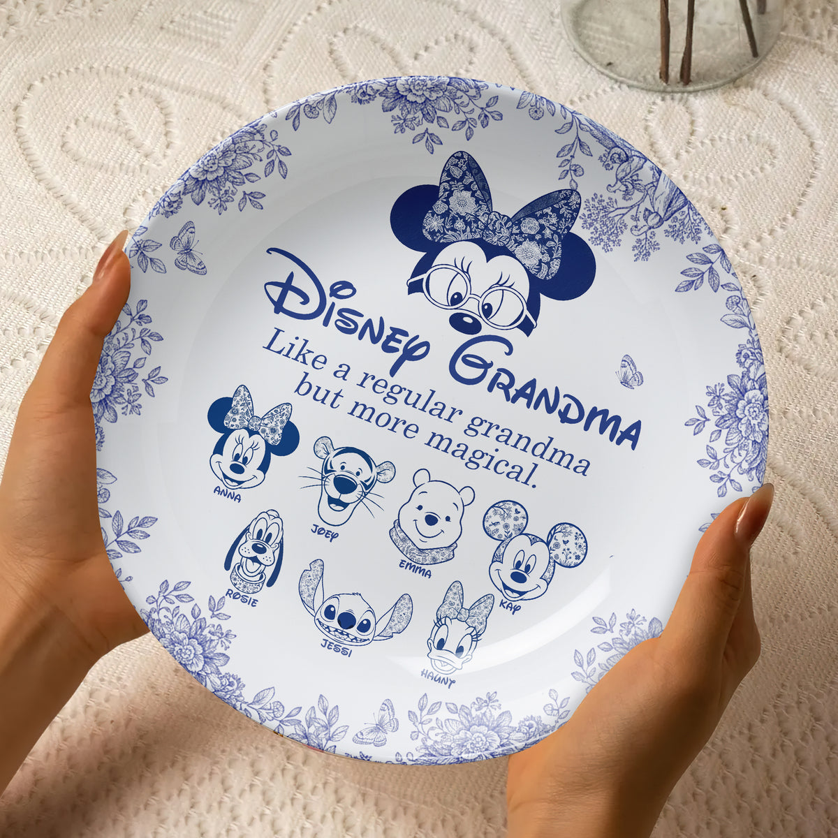 Magical Cartoon Characters Round Plate - Personalized Gift For Grandma/Mom 03PGLU260925-Homacus
