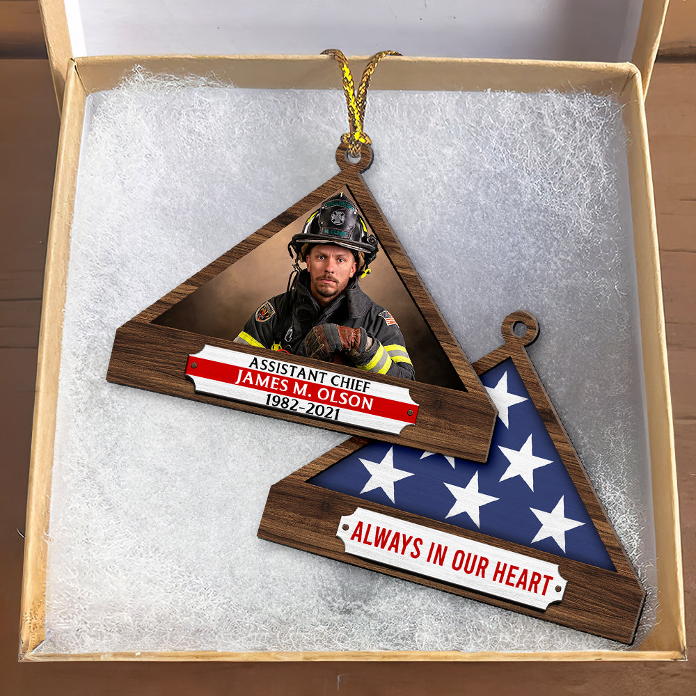 Personalized Christmas Memorial Ornament For Hero, Folded Flag 01qhqn241024-Homacus