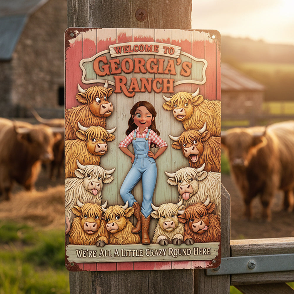 Highland Cow Farm Print Metal Sign - Personalized Gifts For Farmer 02nata200126-Homacus